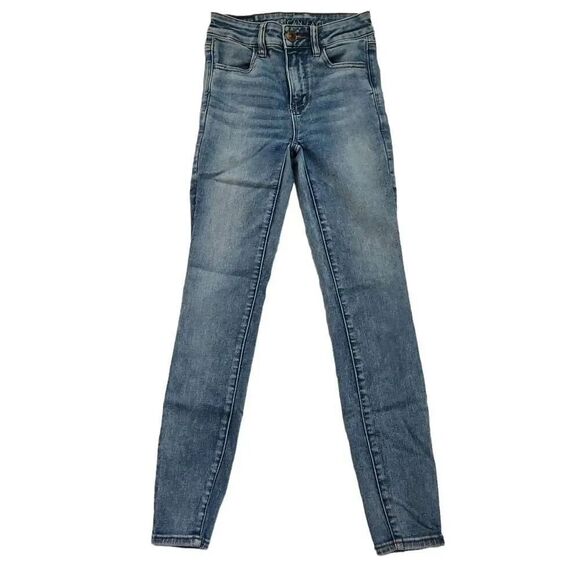American Eagle Women's Size 00 Short Next Level Stretch Hi-Rise Blue Jean Jeggin - Picture 1 of 5